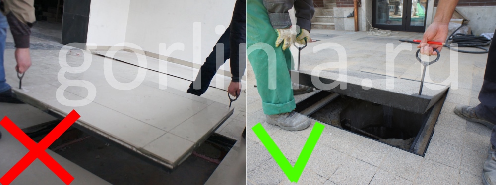 Люк на шарнирах работает в два раза легче вынимаемого!